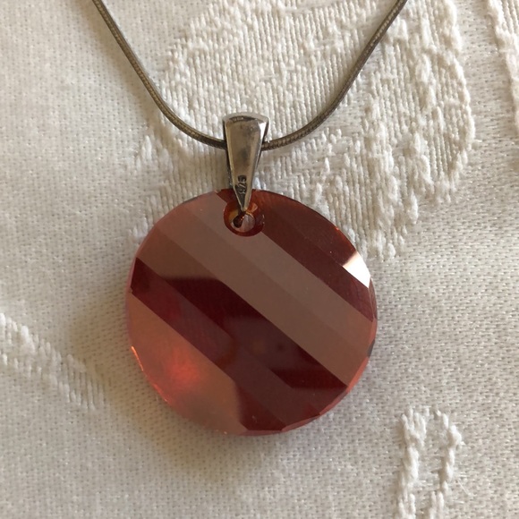 Sterling Silver Crystal Pendant Necklace and Earrings Set - Stamped: 925 ITALY - Picture 6 of 13